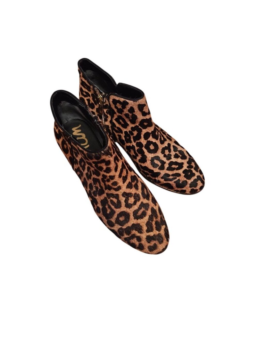 Leopard Print Ankle Boots With Side Zipper & Low Block Heel